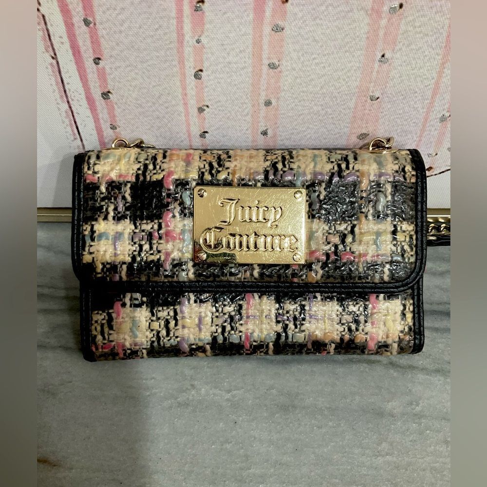 Juicy Couture Coated Tweed Crossbody Clutch